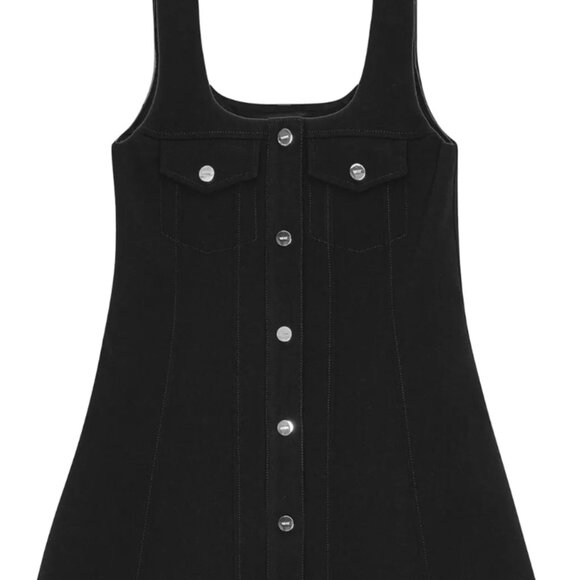 Ganni Bonded Crepe Mini Dress | Black size 44- NWT! - Picture 2 of 6